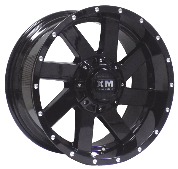 XTREME MUDDER XM-319 8023 24X12-44 5X139.7+5X150 C.B 110 GLOSS BLACK MILLED DOT