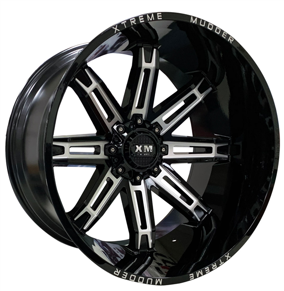 XTREME MUDDER XM-335 26X14-76 8X165 C.B 125 GLOSS BLACK MILLED