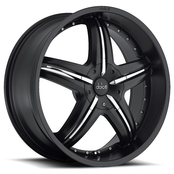 DOLCE DC26 18X7.5+40 5X100+5X114.3 C.B 73.10 MATTE BLACK W/ CHROME ACCENTS