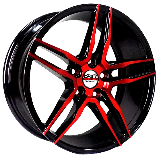 DRIFT RACING 59983 17X7.5+38 5X114.3 C.B 73.10 BLACK MACHINED FACE CLEAR RED COATING