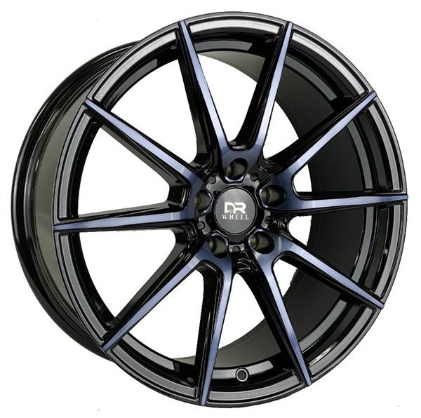 DRIFT RACING DR71 AO7001 18X8+35 5X108 C.B 73.10 BLACK MACHINE FACE+BLACK PAINT *FORGED FLOW FORMED*