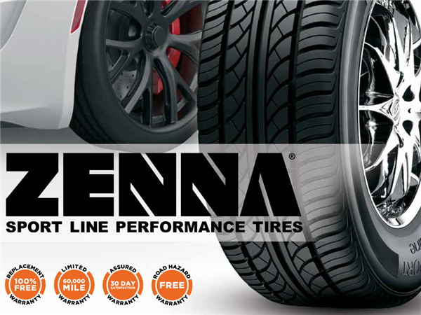 195/70R14 ZENNA SPORT LINE 91T M+S 420-A-A  60K + ROAD HAZARD