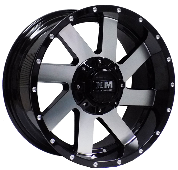 XTREME MUDDER XM-319 A0083 17X9-12 5X139.7+5X150 C.B 110 GLOSS BLACK MACHINE FACE
