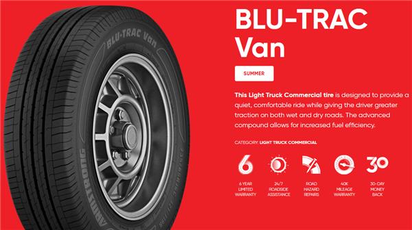 175/65R14C ARMSTRONG BLU-TRAC VAN 90/88T 6PLY 40K+ ROAD HAZARD