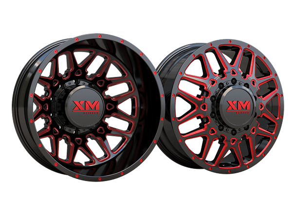 XTREME MUDDER XM-900 FRONT 24X8.25+105 10X225 C.B 170.10 BLACK RED MILLED