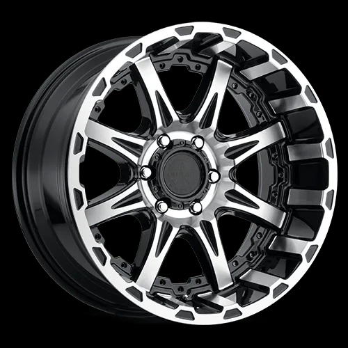AMERICAN OUTLAW DOUBLESHOT 20X10-18 8X165.1 C.B-125.2 GB GLOSS BLACK W/MACHINED FACE