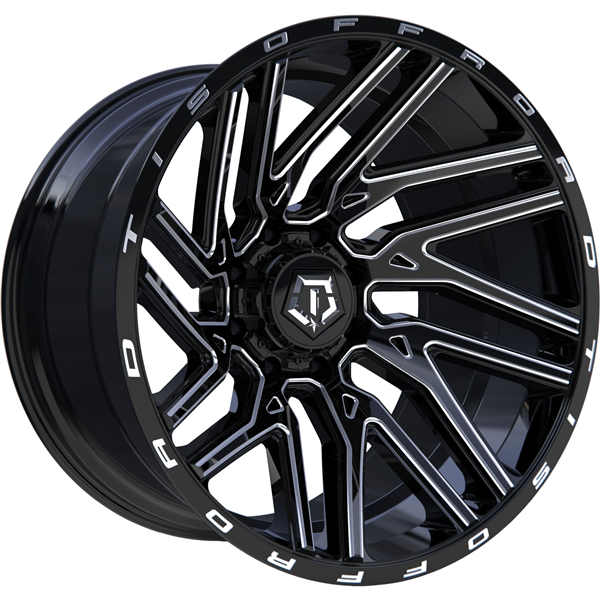 554BM 22X12 8X6.5 -44 CB125.2 GLOSS BLACK W CNC MILLED ACCENTS