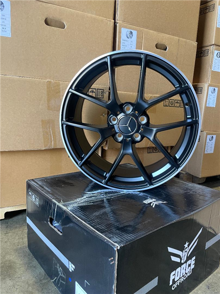 998 18X9 5X112 +45MM 66.5 SATIN BLACK MACHINED LIP ** MERCEDES REPLICA**