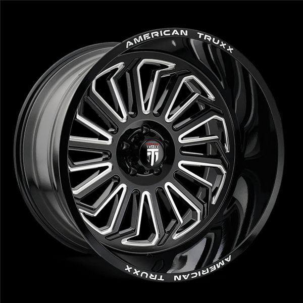 AMERICAN TRUXX BUTCHER AT1916 24X14 8X165.1 -76MM 125.2 GLOSS BLACK MILLED