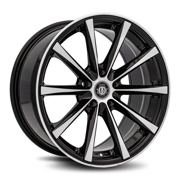 CURVA CONCEPTS-C10N GLOSS BLACK/MACHINE FACE 20X8.5 5X4.5 +38 +73.1 (C018)