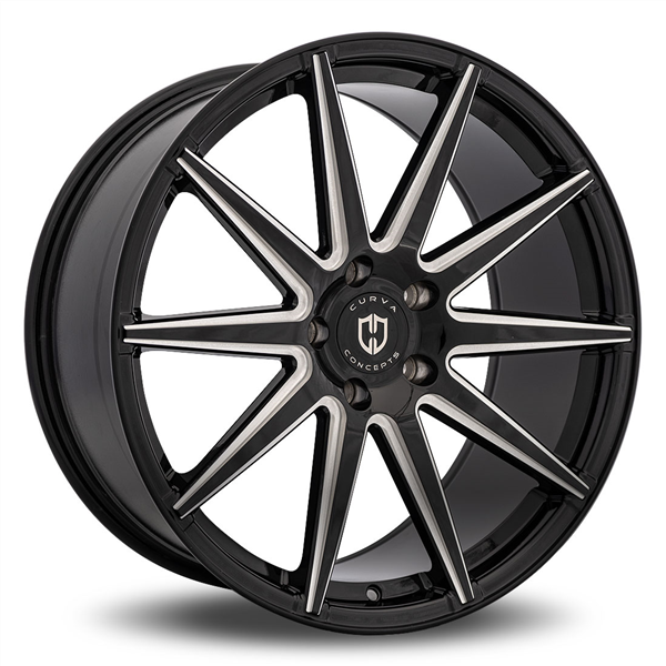 CURVA C49 22X10.5 5X114.3 +40 CB73.1 GLOSS BLACK MILLED WINDOWS