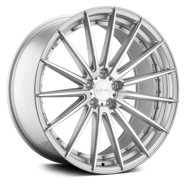 EL15 20X10.5 5X114.3 +42 CB73.1 SILVER MACHINED FACE W CHROME RIVETS