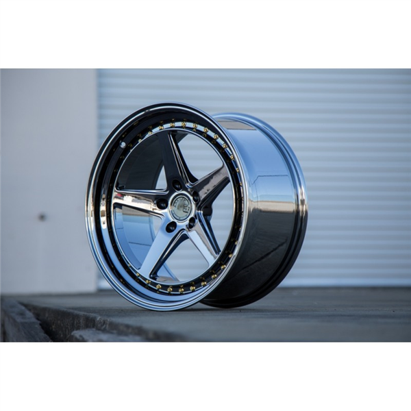 AODHAN-DS05 BLACK/VACUUM W/GOLD RIVETS 19X9.5 5X4.5/5X115 +22 +73.1