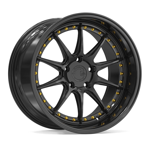 AODHAN-DS07 GLOSS BLACK/GOLD RIVETS 18X9.5 5X4.5 +22 +73.1