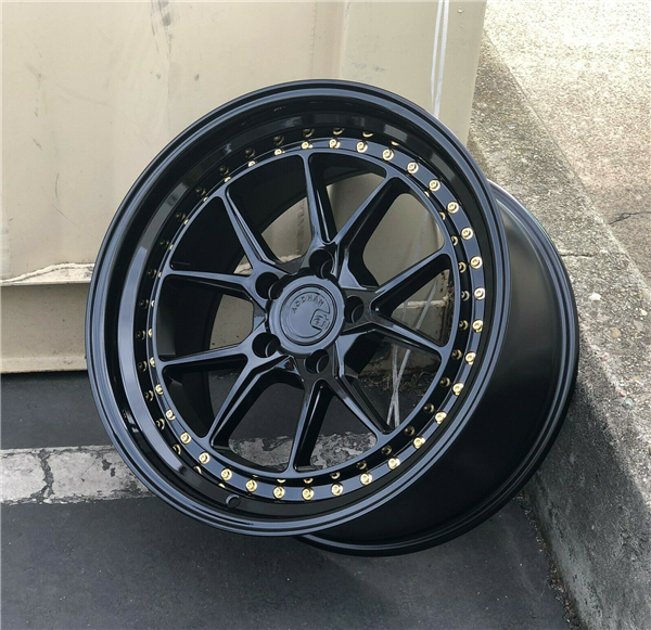 AODHAN-DS08 GLOSS BLACK/GOLD RIVETS 19X8.5 5X4.75 +35 +73.1 *DUAL PHASE FORGING CONSTRUCTION* DPF ?