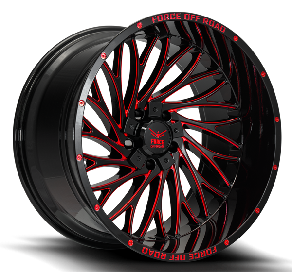 F50 20X10 5X139.7/150 -12MM 110.3 GLOSS BLACK RED MILLED