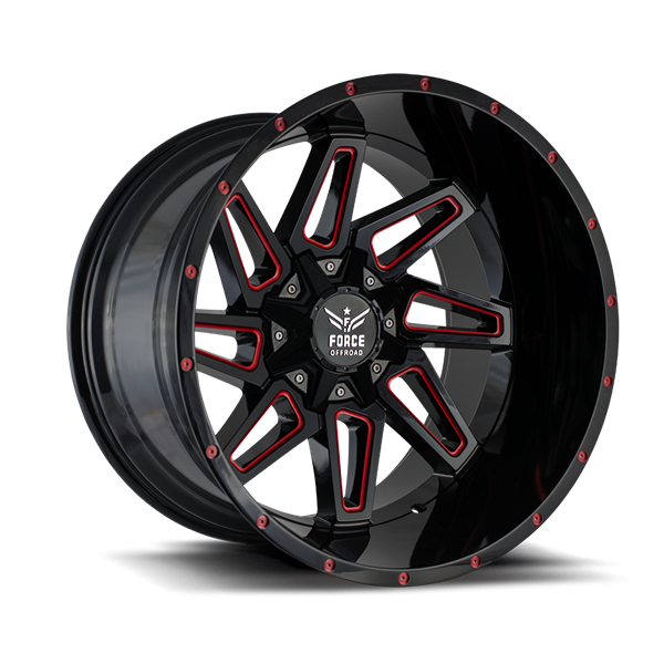 FORCE F02 20X12 5X139.7/150 -44 110.3 BLACK RED MILLED