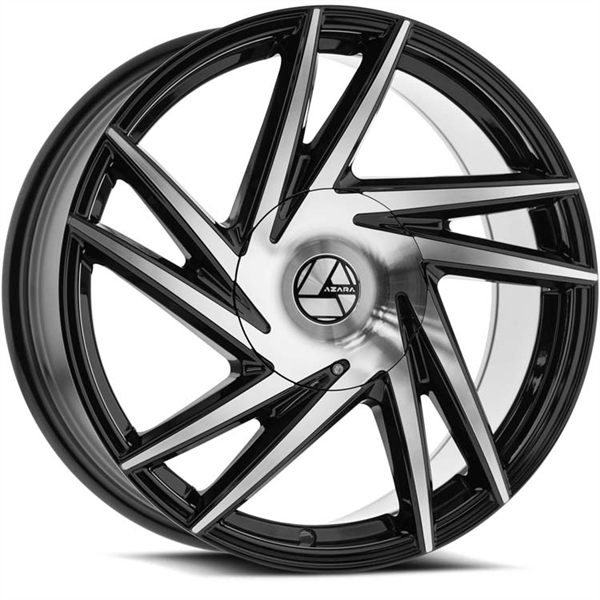 AZARA AZA-529 GLOSS BLACK/MACHINE 22X9.5 5X115/5X4.75 +15 +74.1 *NC*
