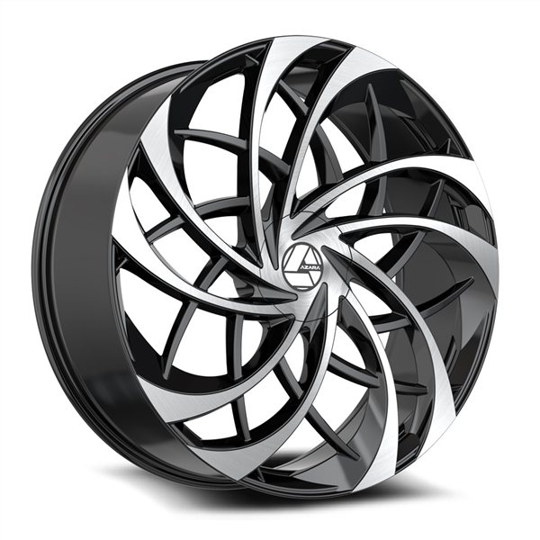 AZARA AZA-540 GLOSS BLACK & MACHINED 18X8.0 5X112/5X114.3 +35 +74.10 *NC*