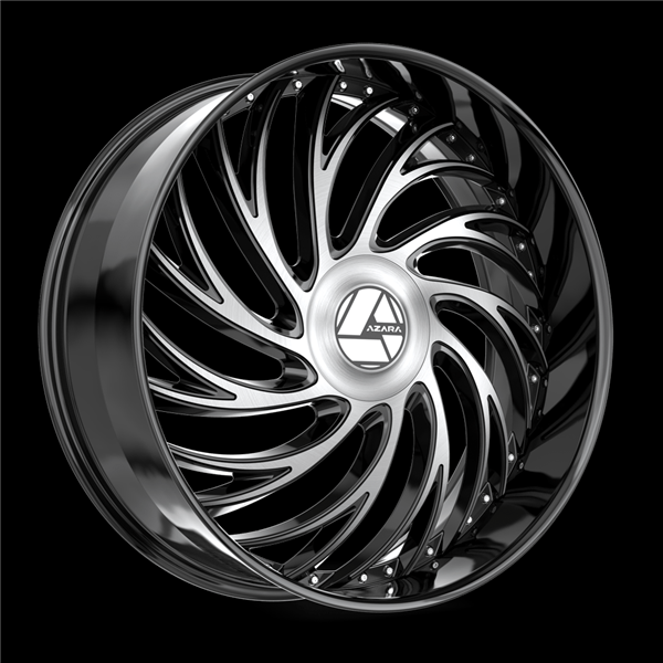 AZARA AZX-101 GLOSS BLACK & MILLED 18X8.0 5X120/5X114.3 +35 +74.1 *NC*