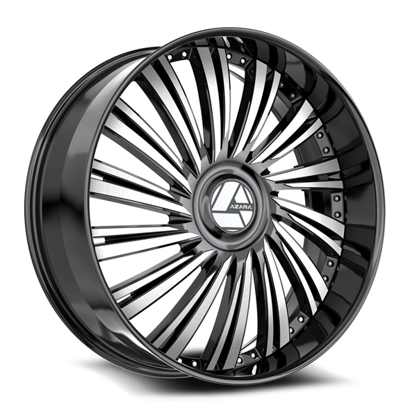 AZARA AZX-102 GLOSS BLACK & MACHINED 18X8.0 5X114.3/5X120 +35 +74.1 *NC*