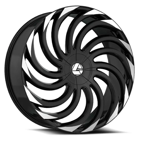 AZARA AZA-534 GLOSS BLACK & MACHINED 18X8 5X112/5X114.3 +35 +74.1 *NC*