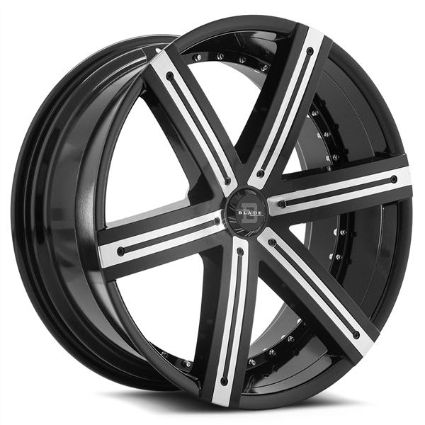 BLADE BRT-454 6S SARGON GLOSS BLACK W/CHROME INSERTS 24X9.5 6X5.5 +25 +87.1