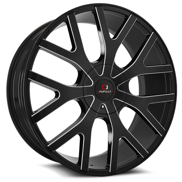 CAVALLO CLV-15 GLOSS BLACK/MILLED 18X8.0 5X4.5/5X4.75 +35 +74.1