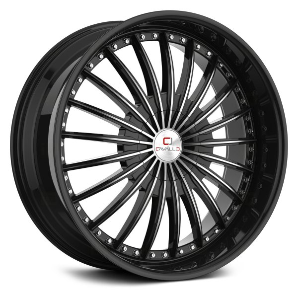 CAVALLO CLV-32 GLOSS BLACK/MACHINE 18X8.0 5X4.5/5X4.75 +35 +74.1 *NC*