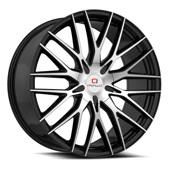 CAVALLO CLV-45 GLOSS BLACK & MACHINED 18X8.0 5X108/5X114.3 +35 +74.1 *NC*
