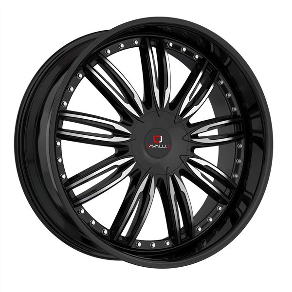 CAVALLO CLV-54 GLOSS BLACK MACHINE 18X8.0 5X4.5/5X4.75 +35 +74.1*NC*