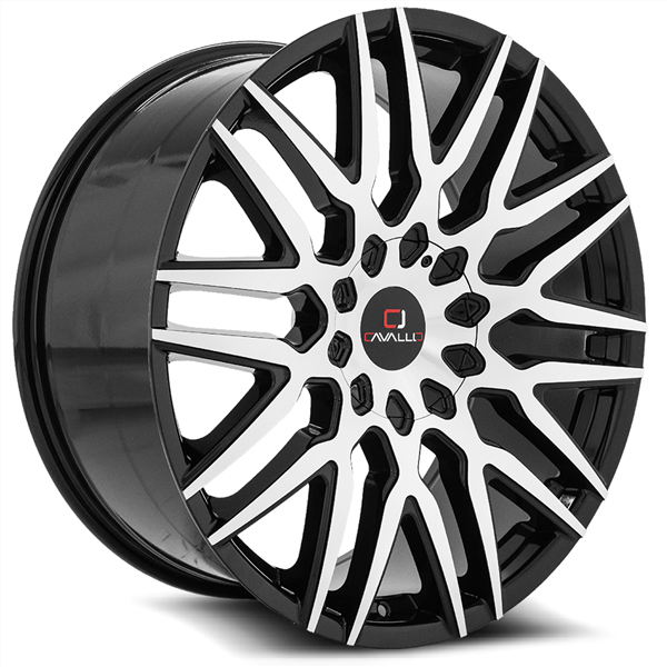 CAVALLO-CLV24 GLOSS BLACK & MACHINED 22X9.5 BLANK 5X/6X +15 +78.1 *NC*