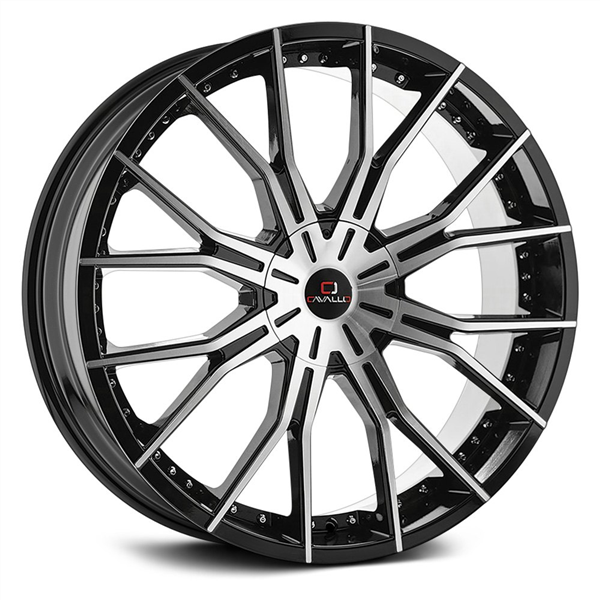 CAVALLO-CLV36 GLOSS BLACK/MACHINE 20X8.5 5X4.25/5X4.5 +35 +74.1 *NC*