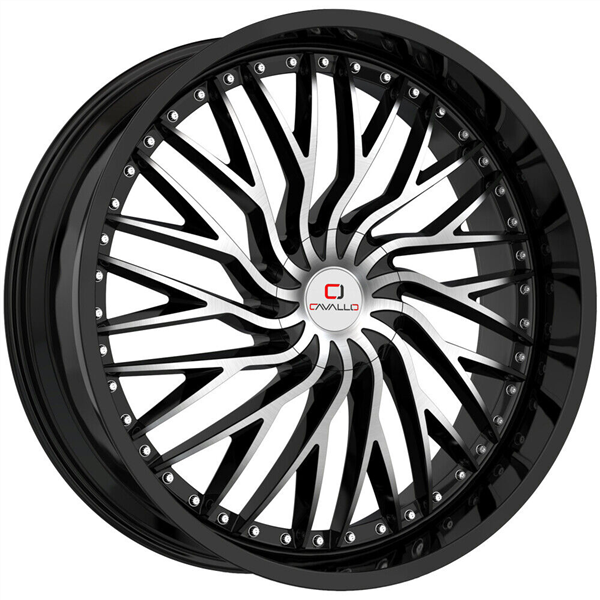 CAVALLO-CLV43 GLOSS BLACK MACHINE 18X8.0 5X4.25/5X4.5 +35 +74.1 *NC*
