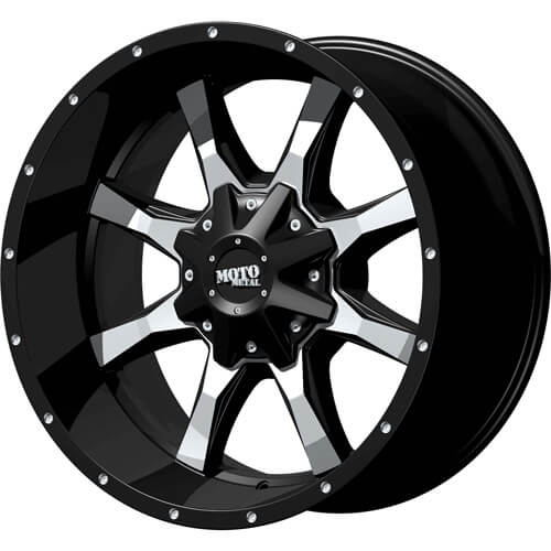 MO970 22X12 8X6.5 -44 CB125.50 GLOSS BLACK MACHINED SPOKE FACES