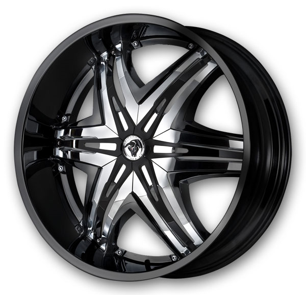 DIABLO-ELITE BLACK W/ CHROME INSERTS 26X10 6X135/6X5.5 +30 **(G-2)**