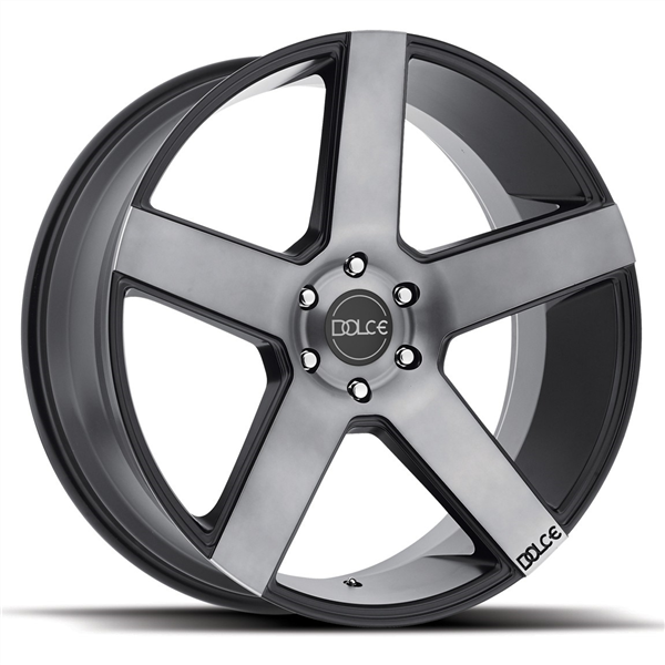 DOLCE-DC38 MATTE BLACK/MACHINE W/ BLACK TINT 22X9.5 5X115 +18 +71.8