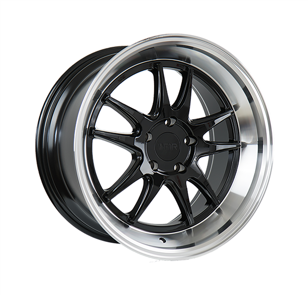 F1R-F102 GLOSS BLACK/POLISH LIP 18X9.5 5X100 +38 *STAGGERED*