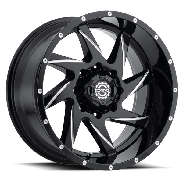 SC23 22X14 6X139.7 -76 CB106.1 BLACK MILLED