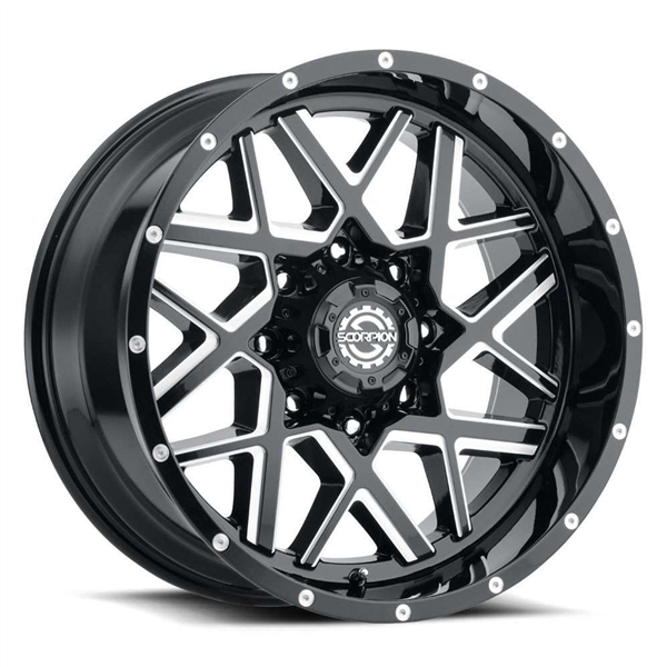 SC28 22X12 8X165 -44 CB125.2 BLACK MILLED
