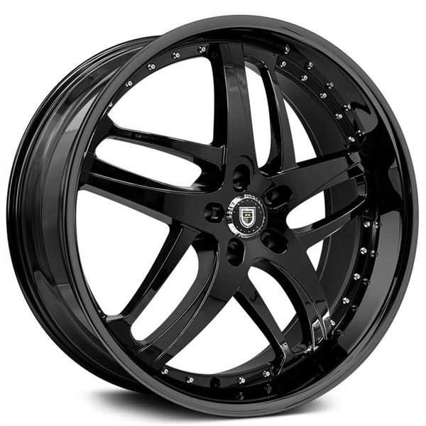 SOLAR 24X10 5X120 +28MM 74.1MM CB GLOSS BLACK CHROME RIVITS