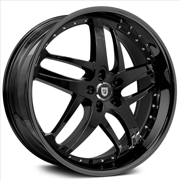 SOLAR 24X10 5X120 +35MM 74.1 MM CB GLOSS BLACK CHROME RIVITS