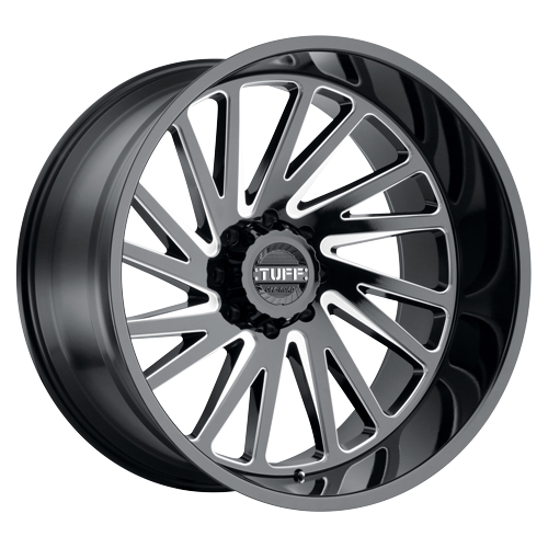 TU T2A 22X12 6X139.7 -45 CB112.1 GLOSS BLACK W MILLED SPOKE (TRUE DIRECTIONAL) LEFT