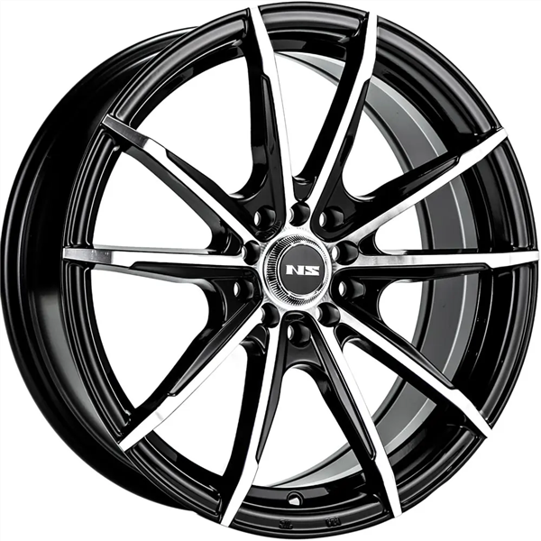 NS WHEELS NS1602 15X6.5 5X100/5X4.5/5X114.3 +38MM 73.1 GLOSS BLACK MACHINE
