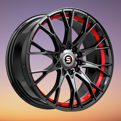 SPEC-1 RACING SP-59 GLOSS BLACK & RED UNDERCUT 17X7.5 5X105/5X4.5 +42 +73.1*NC*