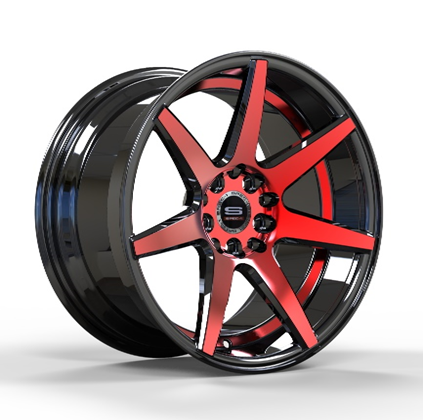 SPEC-1 RACING SP-73 GLOSS BLACK RED MACHINED & UNDERCUT 18X8.0 4X100/4X4.5 +38 +73.1 *NC*