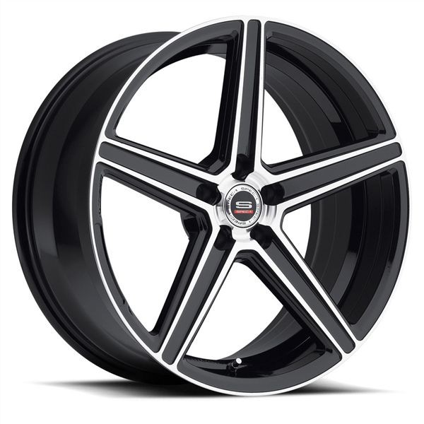 SPEC-1 RACING SP-8 GLOSS BLACK/MACHINE 22X10.5 5X120/5X4.75 +42 +74.1 *STAGGERED*