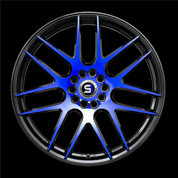SPEC-1 SP-65 GLOSS BLACK & BLUE MACHINED 17X8.0 5X4.5/5X4.75 +42 +73.1 *NC*