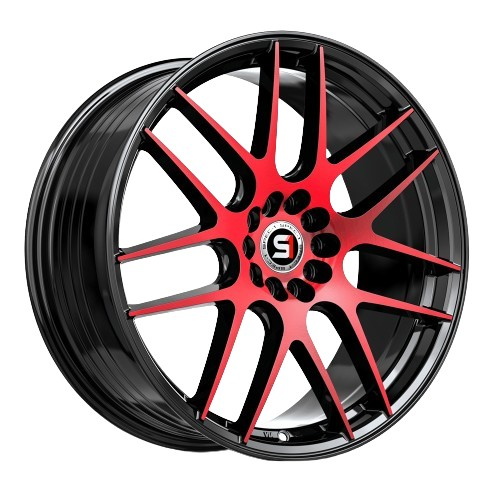 SPEC-1 SP-65 GLOSS BLACK & RED MACHINED 17X8.0 5X4.75/5X4.5 +42 +73.1 *NC*