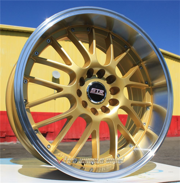 STR RACING-514 GOLD/MACHINE LIP 20X9.0 BLANK+15+73.1 5X115/5X4.5/5X120/5X4.75